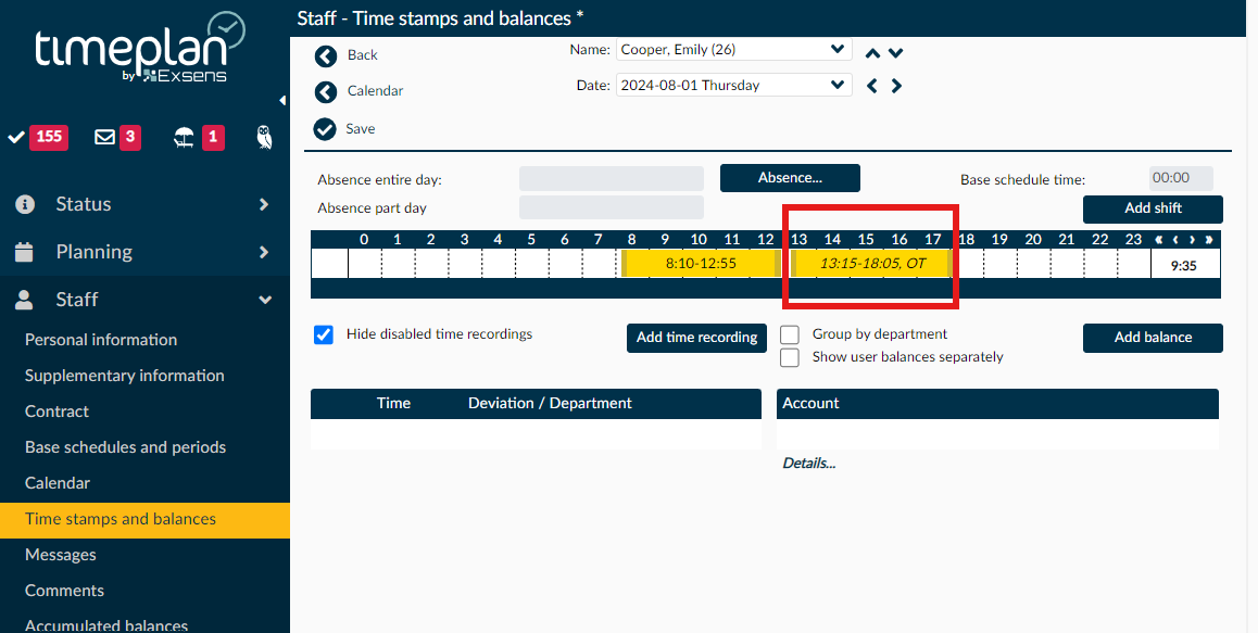 Scheduling of Extra time and Overtime