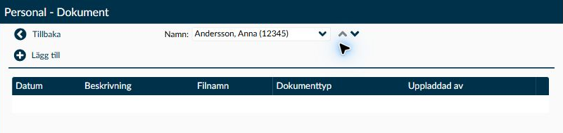 Dokumentsidan för Anna Andersson utan uppladdade dokument.