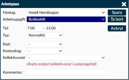 Dialogruta: Arbetspass för det befintliga intervallet i passmallen Öppna.